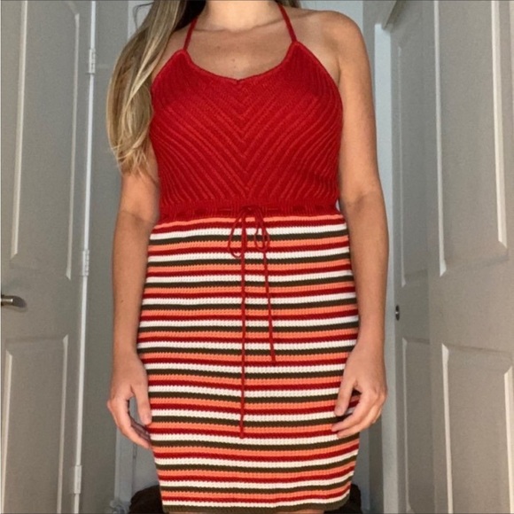 *NWT* Candie’s Red Crochet Woven Mini Dress - Picture 1 of 12